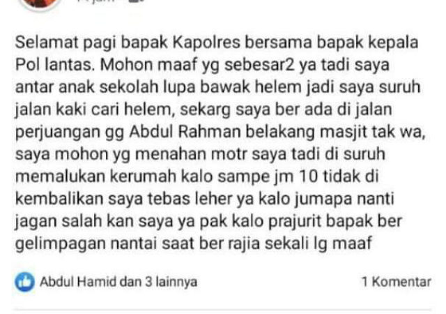 Sebelum Serang Polisi di Mapolres, Pelaku Unggah Status Tebas Kepala Polisi